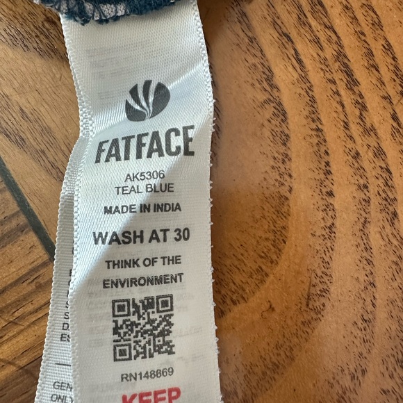 Fat Face Teal and White Swirl Blouse. Size 8 - Picture 6 of 11